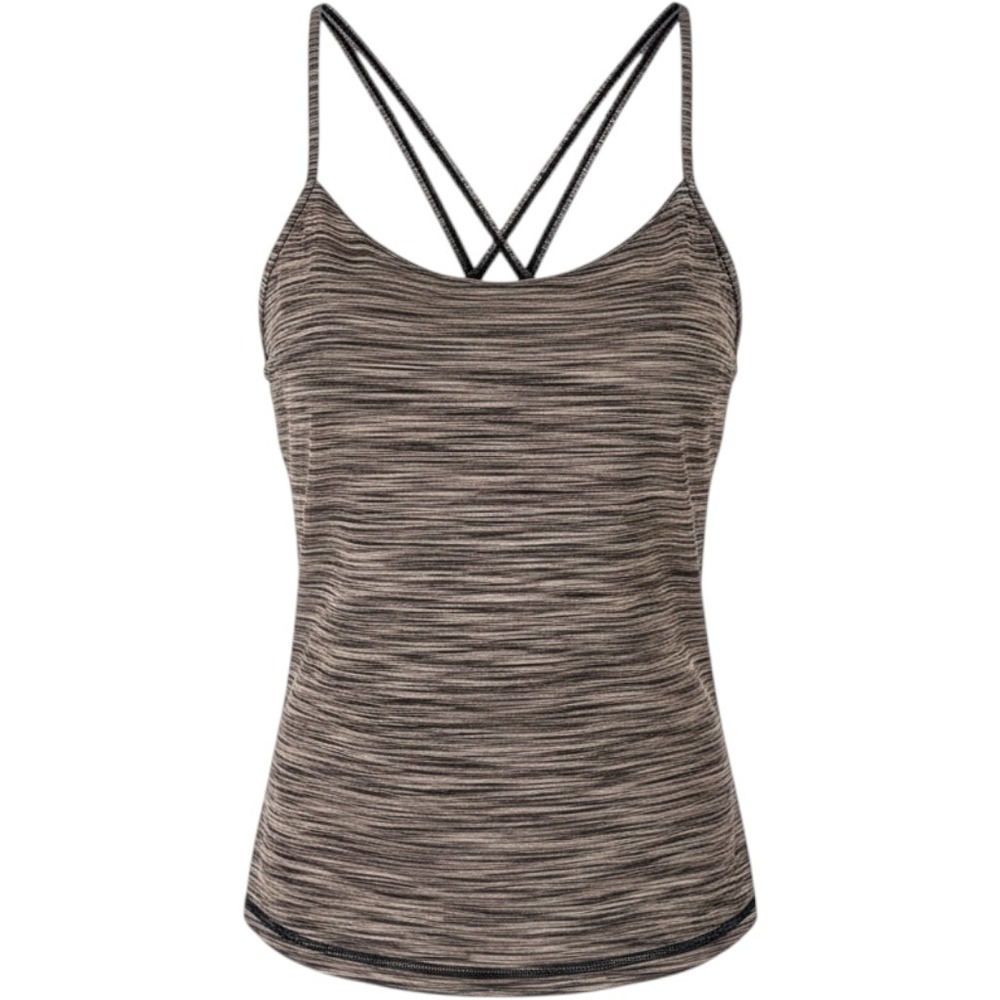 FP Movement Womens Grey Space Dye Strappy Back Tank Top Built-in Bra Large